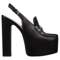 Gucci Horsebit Loafer 145MM Platform Slingback Pumps IT40