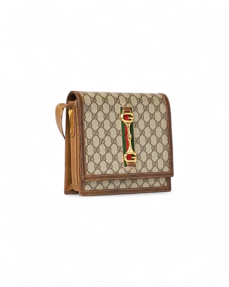 Gucci Horsebit Medium GG Supreme Marrone Bon état - En vente à Torre Del Greco, IT
