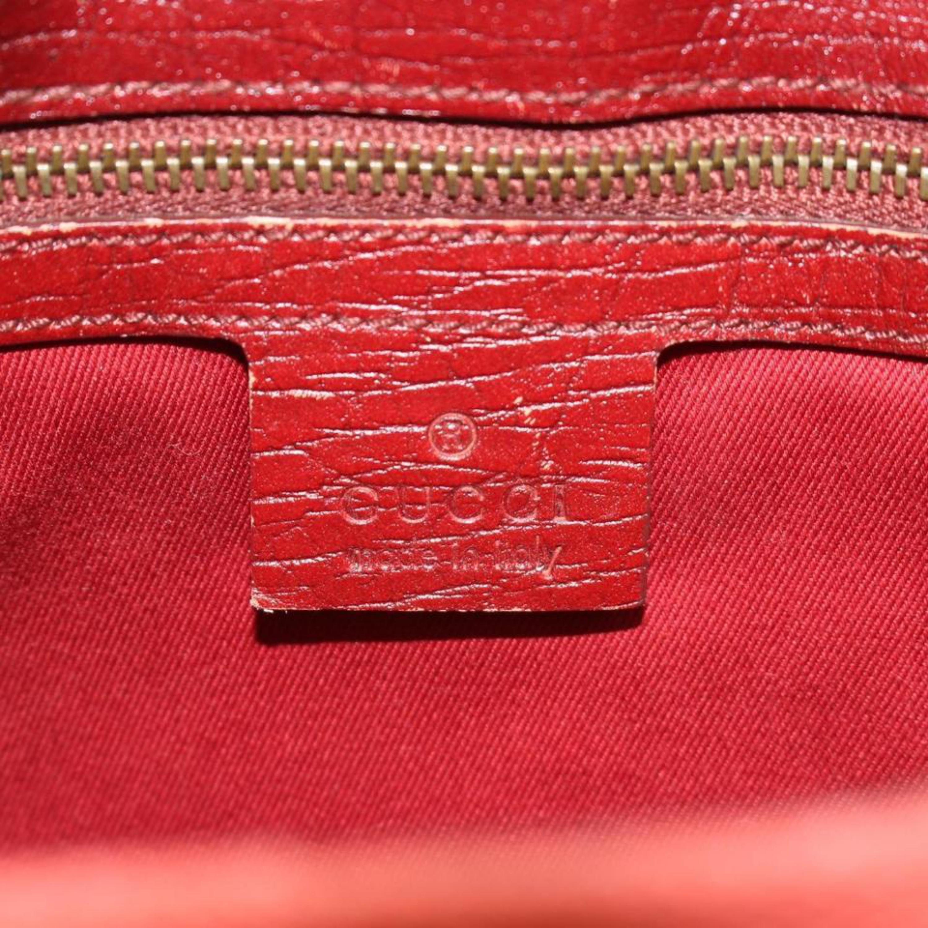 Women's Gucci Horsebit Monogram Chain Flap 869934 Red Canvas Shoulder Bag For Sale