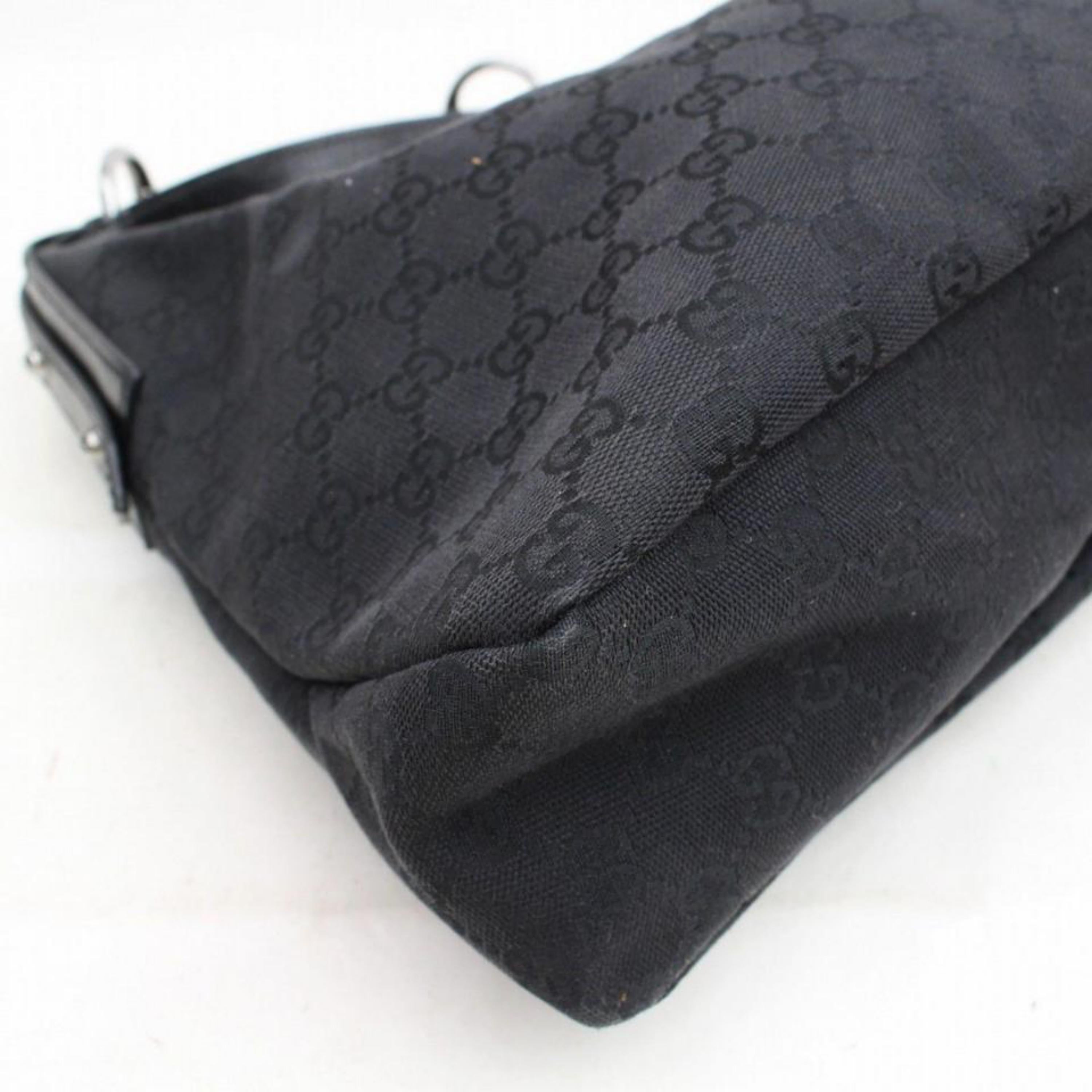 Gucci Horsebit Monogram Gg Hobo 867948 Black Canvas Shoulder Bag For Sale 3