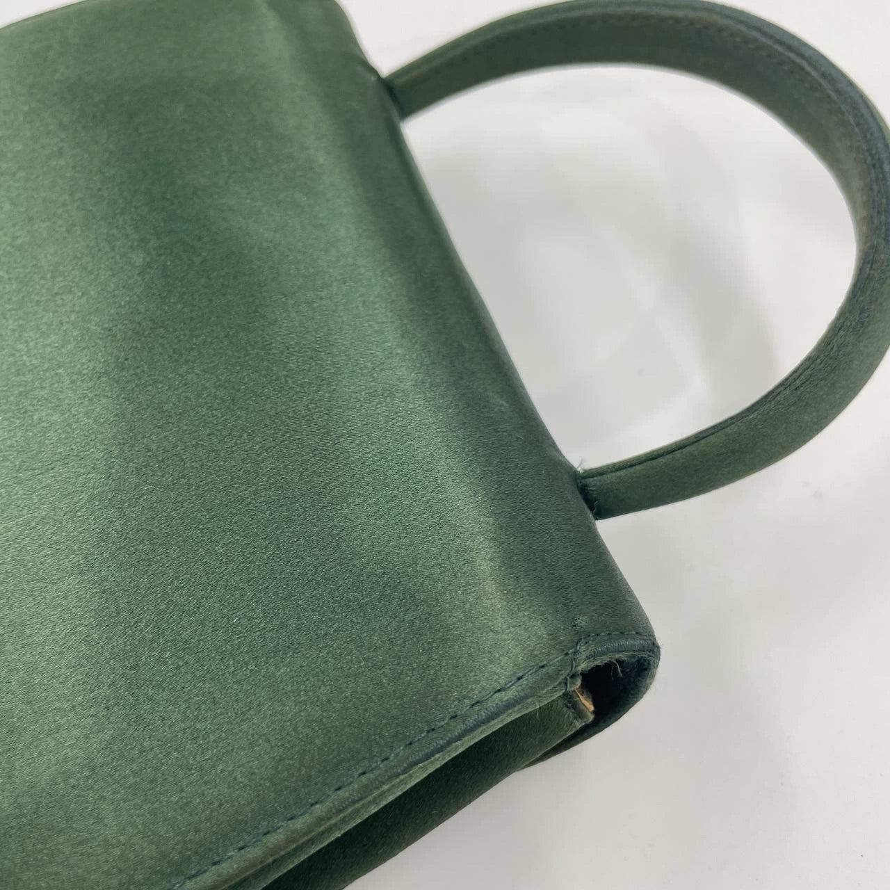Gucci Horsebit Night Super Mini Green Satin Top Handle Bag with Strap For Sale 12