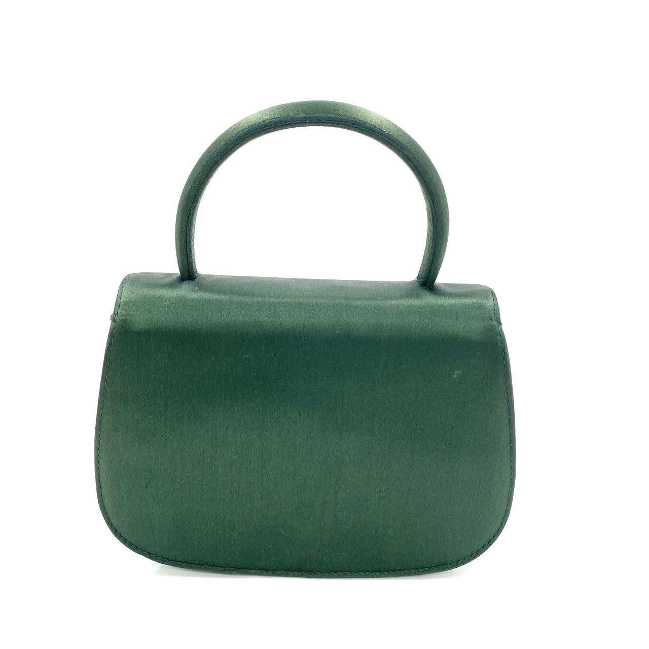 Black Gucci Horsebit Night Super Mini Green Satin Top Handle Bag with Strap For Sale