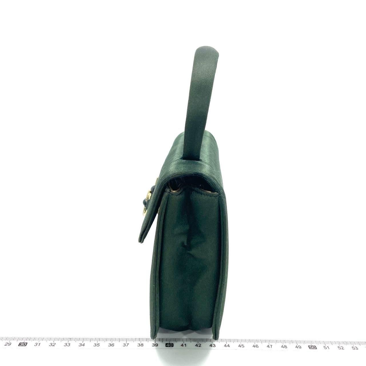 Gucci Horsebit Night Super Mini Green Satin Top Handle Bag with Strap In Good Condition For Sale In AUBERVILLIERS, FR
