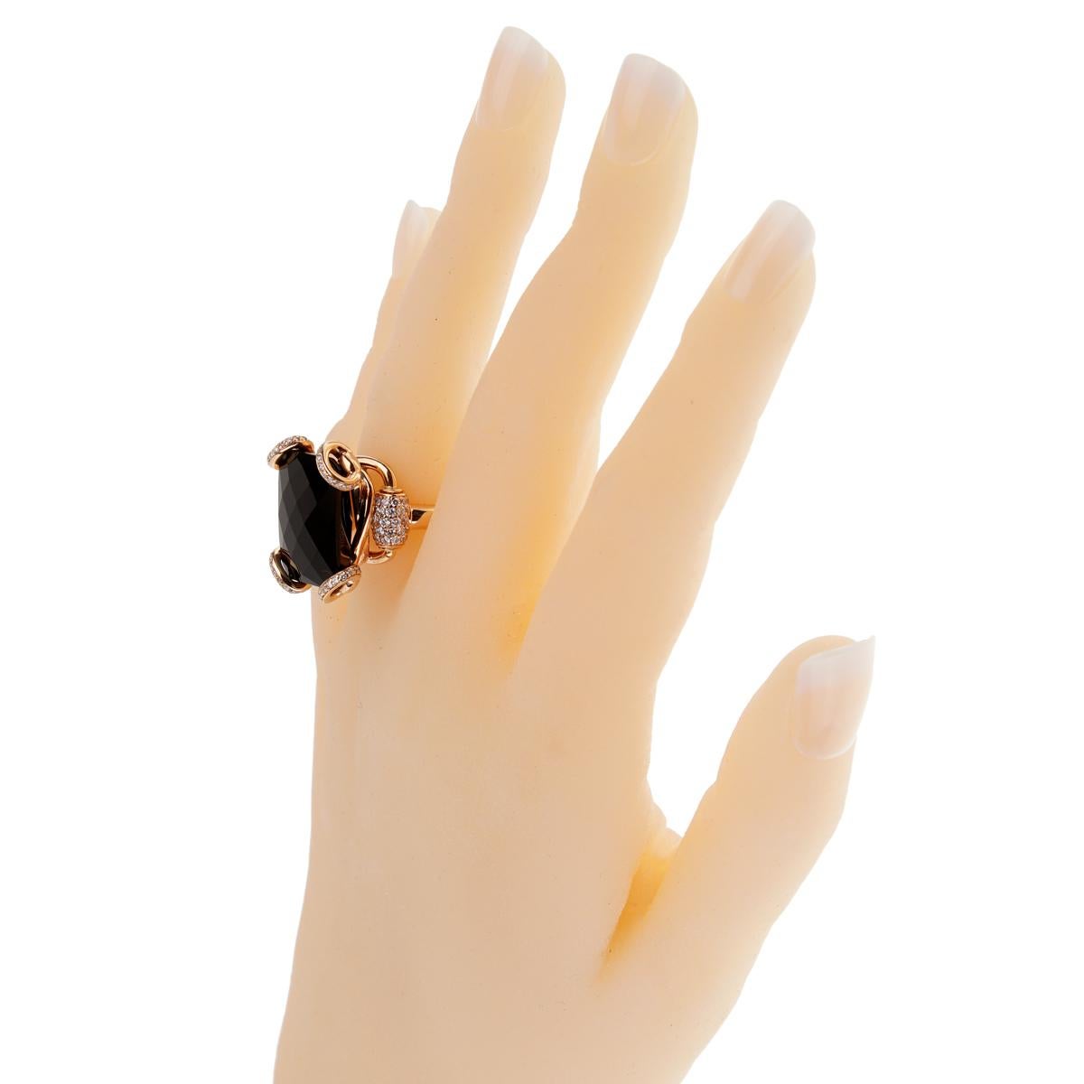 Gucci Horsebit Onyx Diamond Rose Gold Ring 1
