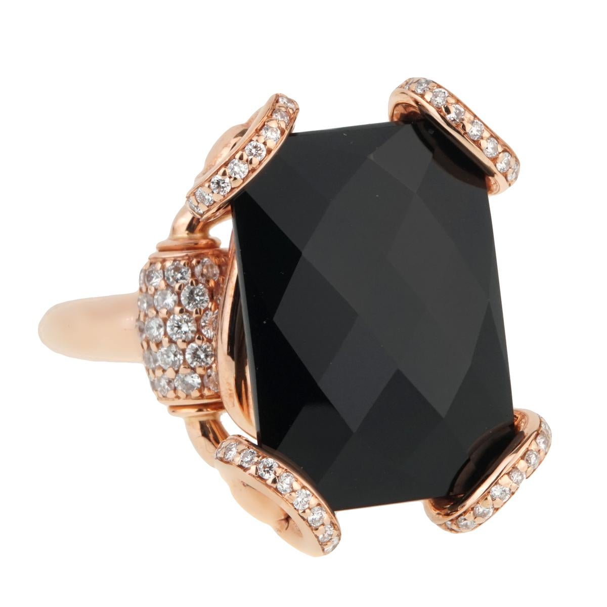Gucci Horsebit Onyx Diamond Rose Gold Ring