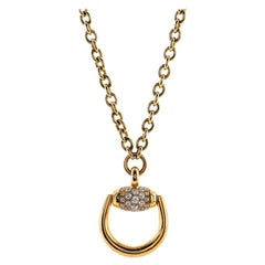 Gucci Horsebit Pendant Necklace 18K Yellow Gold with Diamonds Large