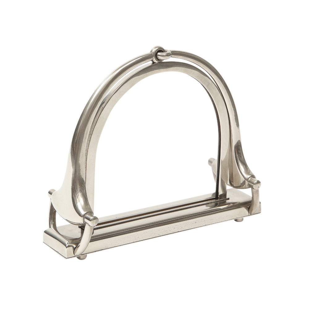 Mid-Century Modern Cadre photo à mors de cheval Gucci, en nickel, signé en vente