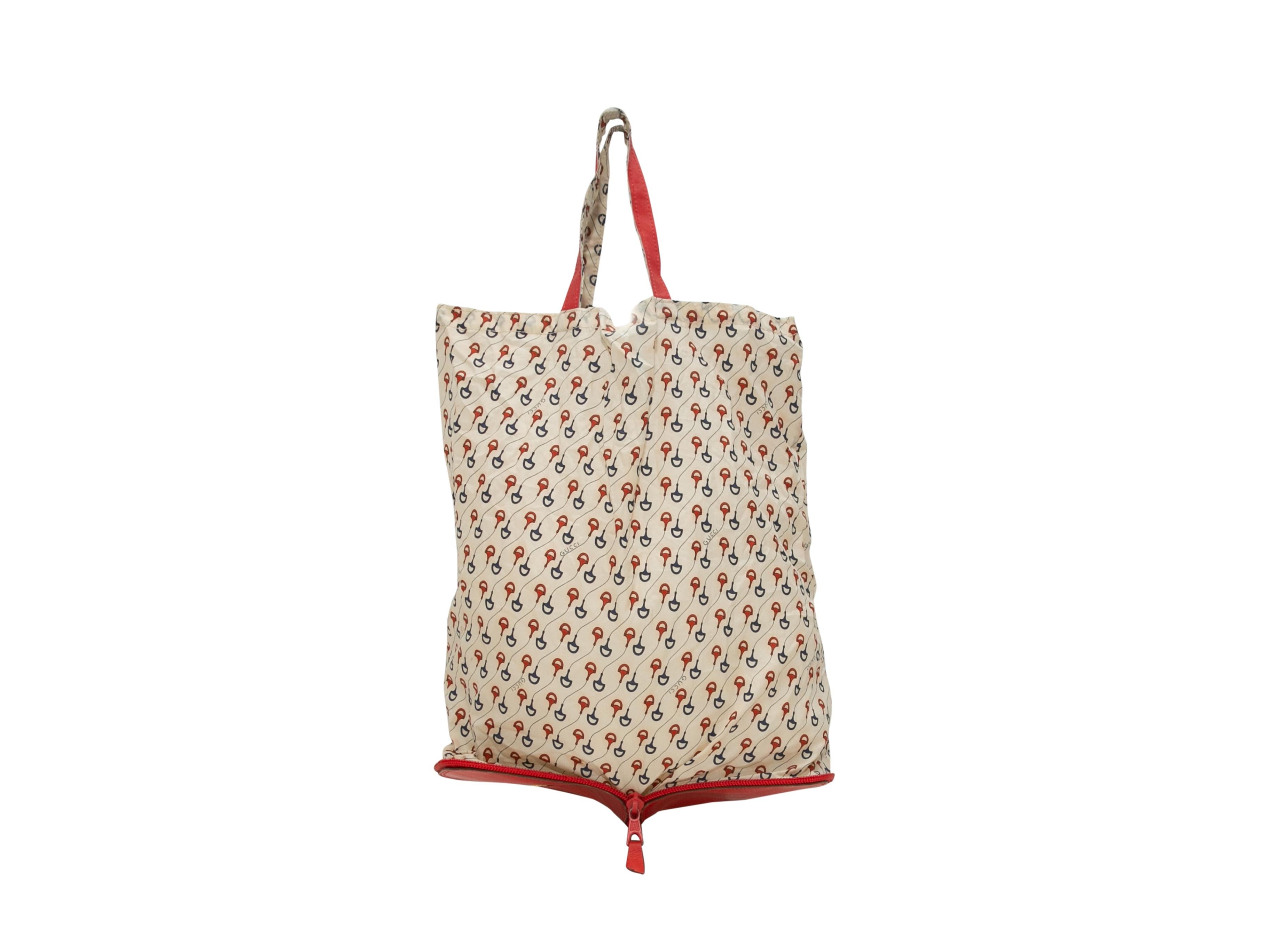 Gucci Horsebit Red & Multicolor Print Shopping Tote 2