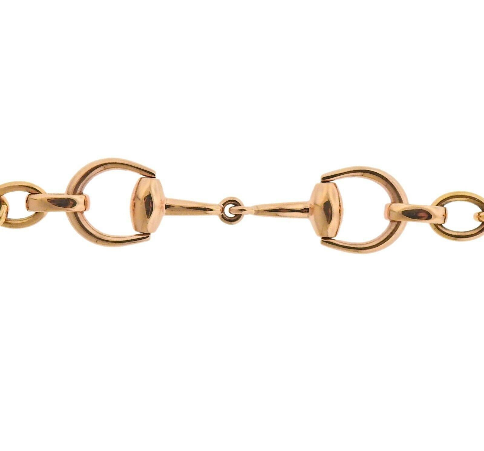New Gucci Horsebit 18k rose gold link bracelet.  Bracelet is 7.5