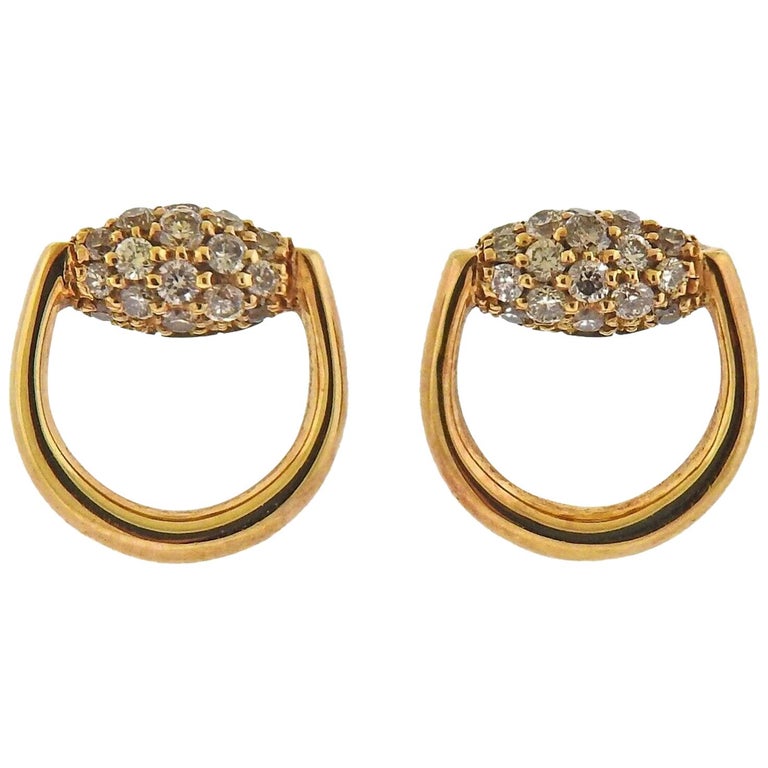 Gucci Horsebit Gold Diamond Stud Earrings at 1stDibs gucci horsebit