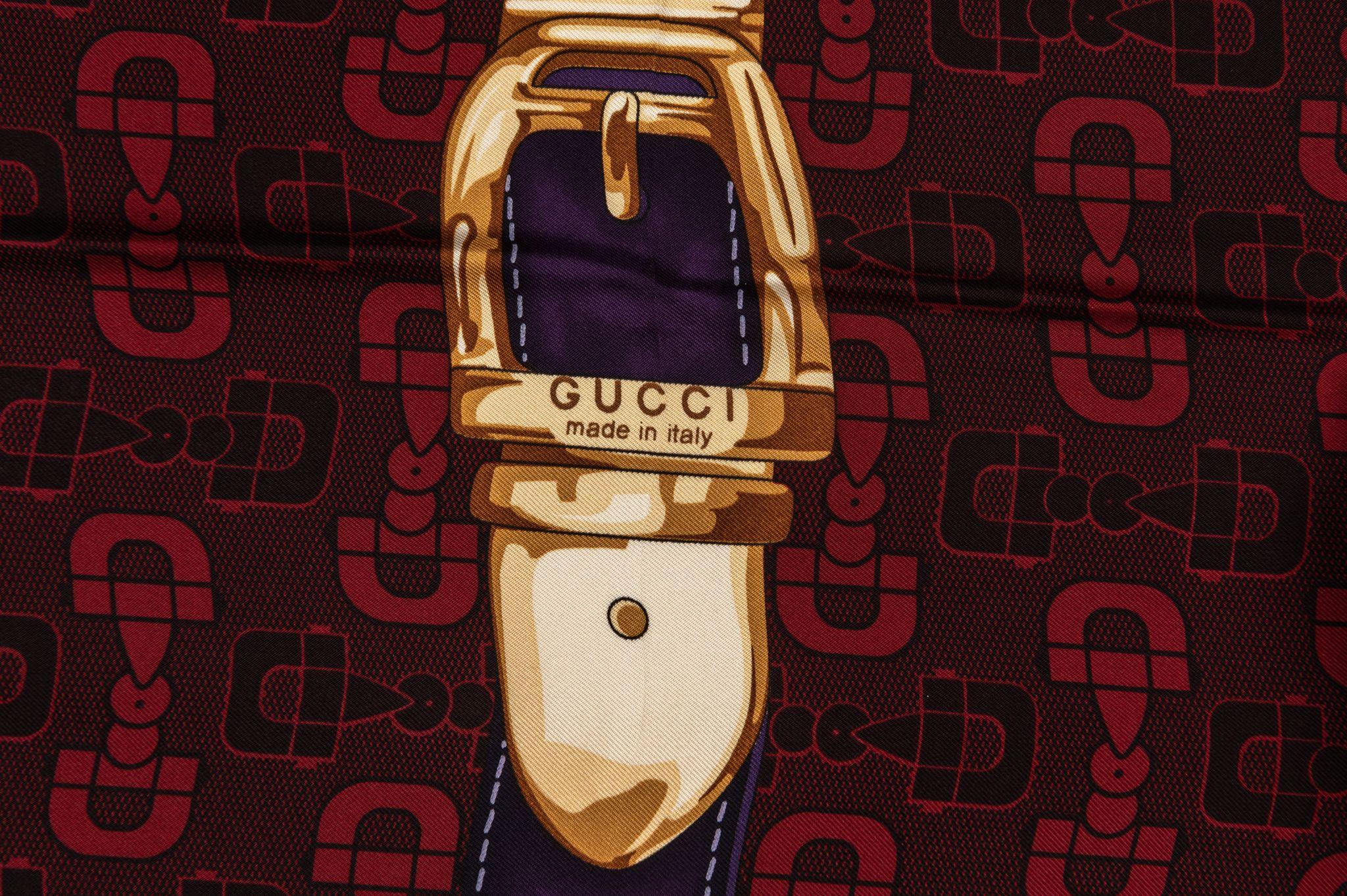 Black Gucci Horsebit Silk Scarf For Sale
