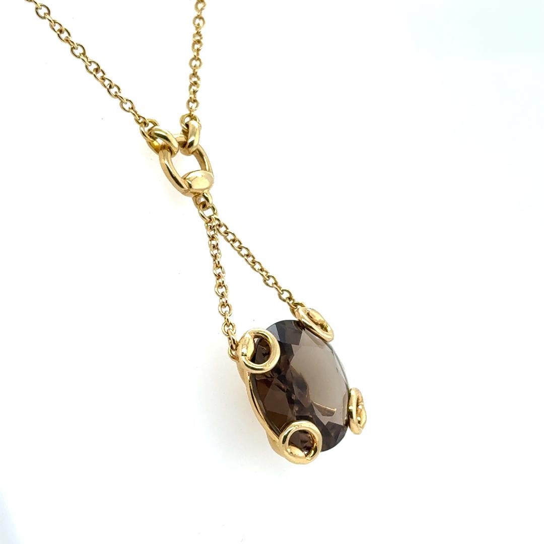 Gucci Collier pendentif en or jaune 18 carats avec quartz fumé et pierres précieuses Unisexe en vente