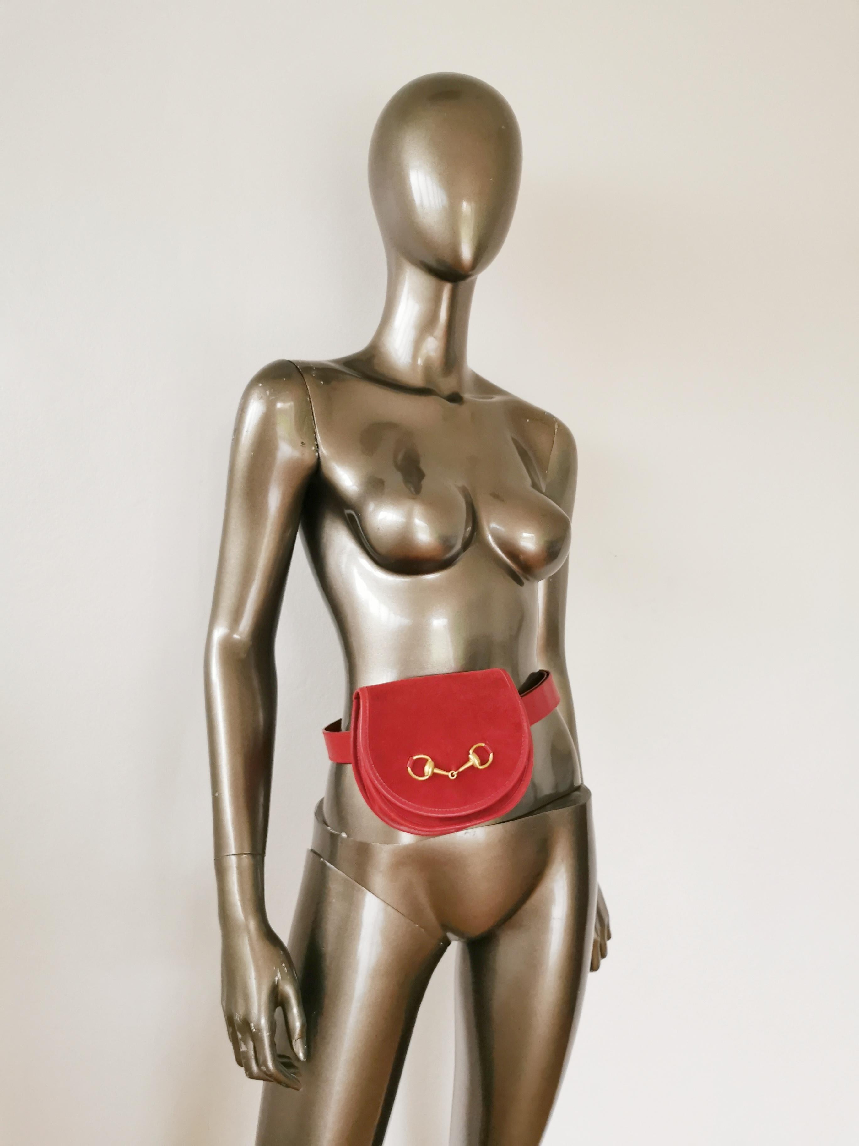 Gucci Horse Bit Suede Waist Pouch Bag Mini Saddle Clutch In Good Condition In PUTNEY, NSW