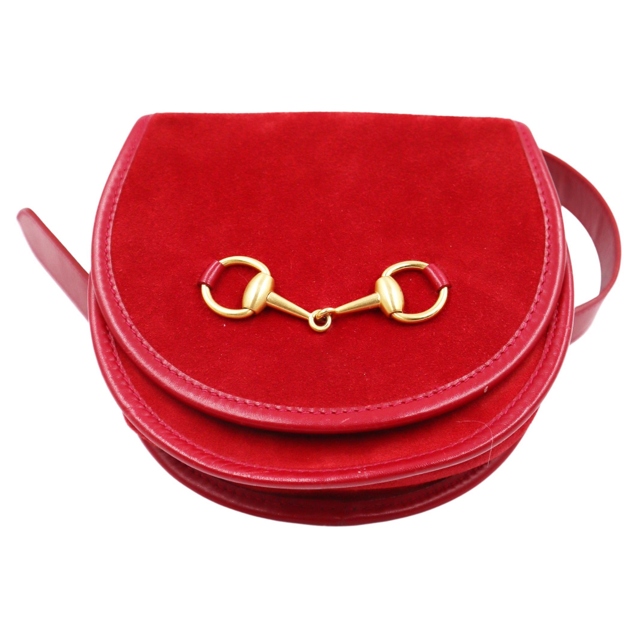 Gucci Horse Bit Suede Waist Pouch Bag Mini Saddle Clutch