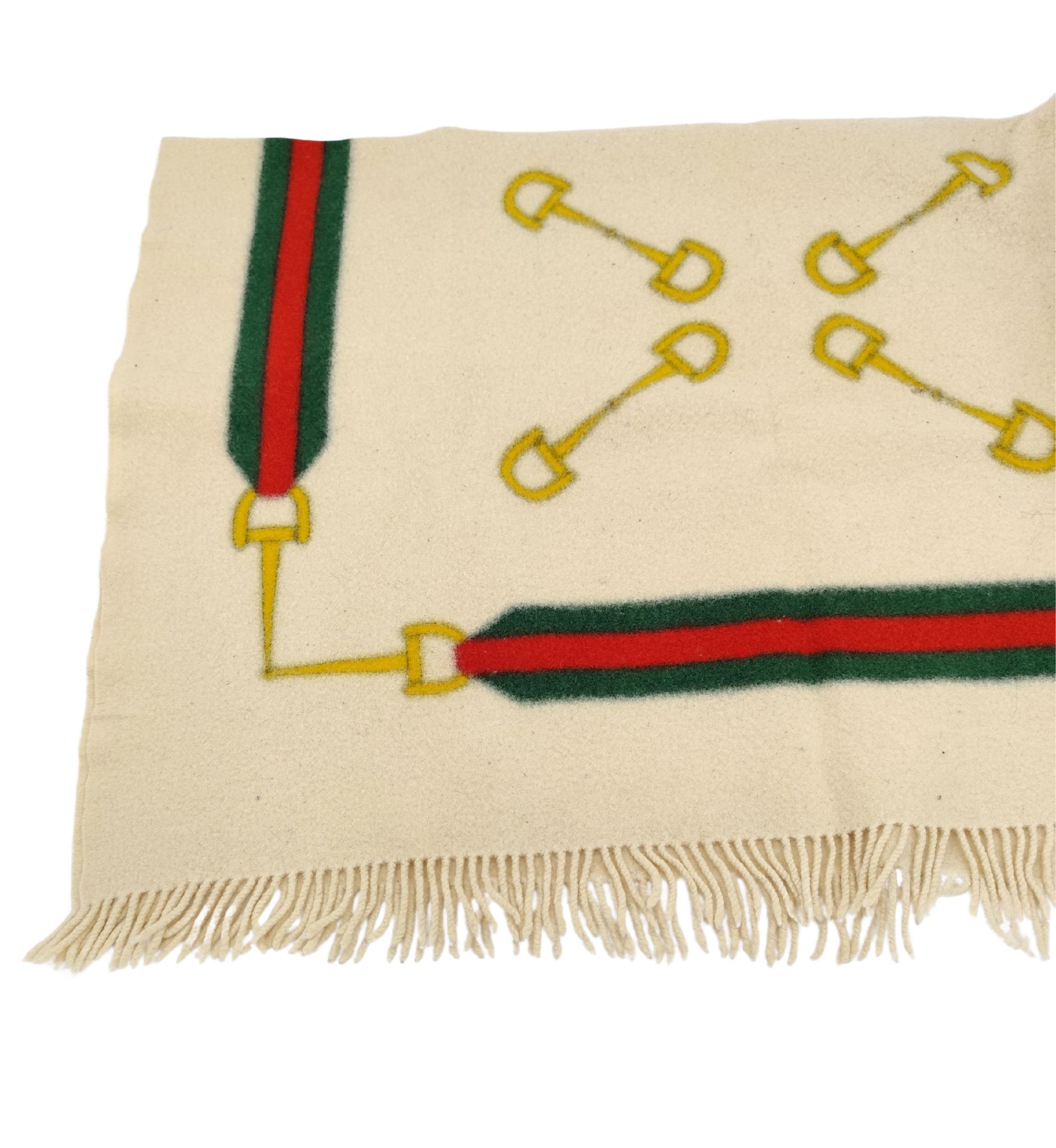 Beige Gucci horsebit throw blanket