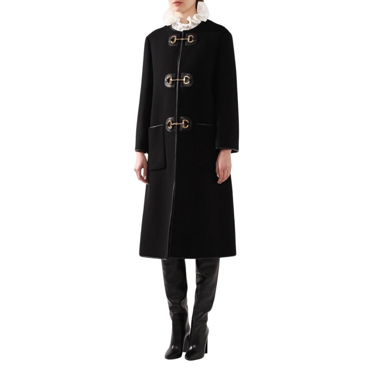 Gucci Horsebit Toggle Wool Military Coat IT42 In New Condition In Brossard, QC