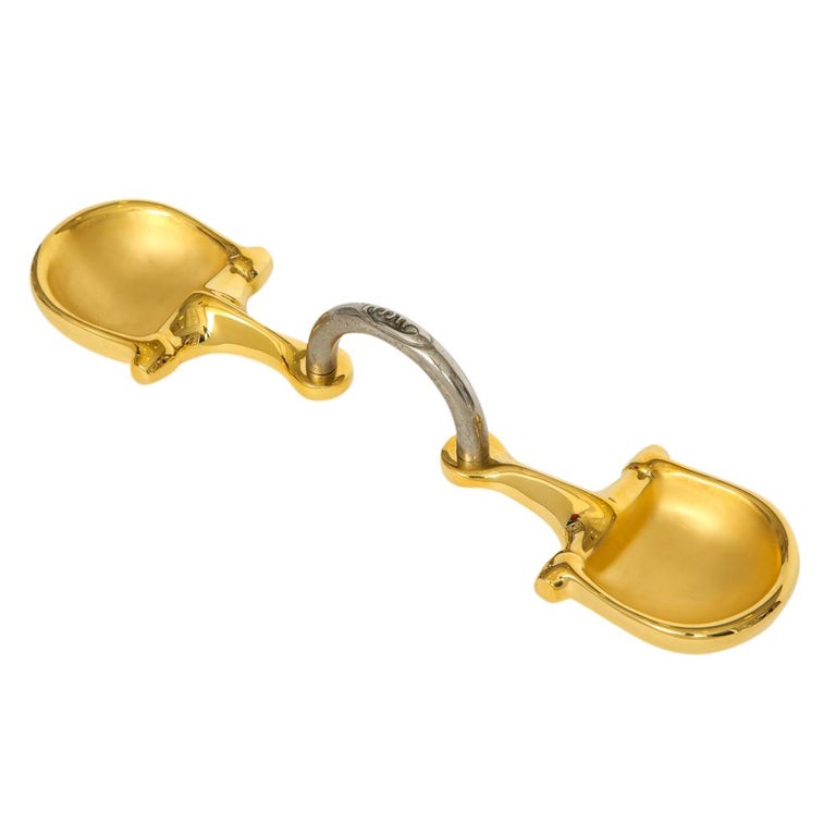 Gucci Horsebit Trays Gold Leaf Nickel Signed For Sale at 1stdibs