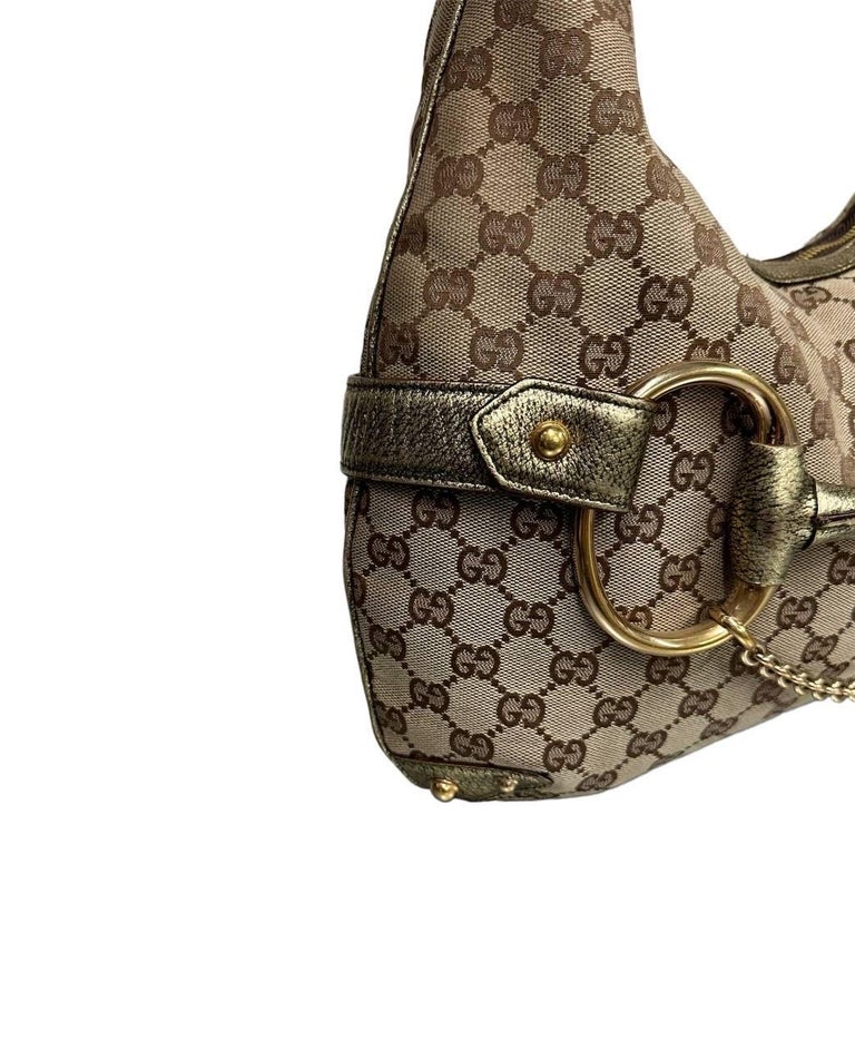 Gucci Horsebit Vintage Gold GG Supreme For Sale at 1stDibs