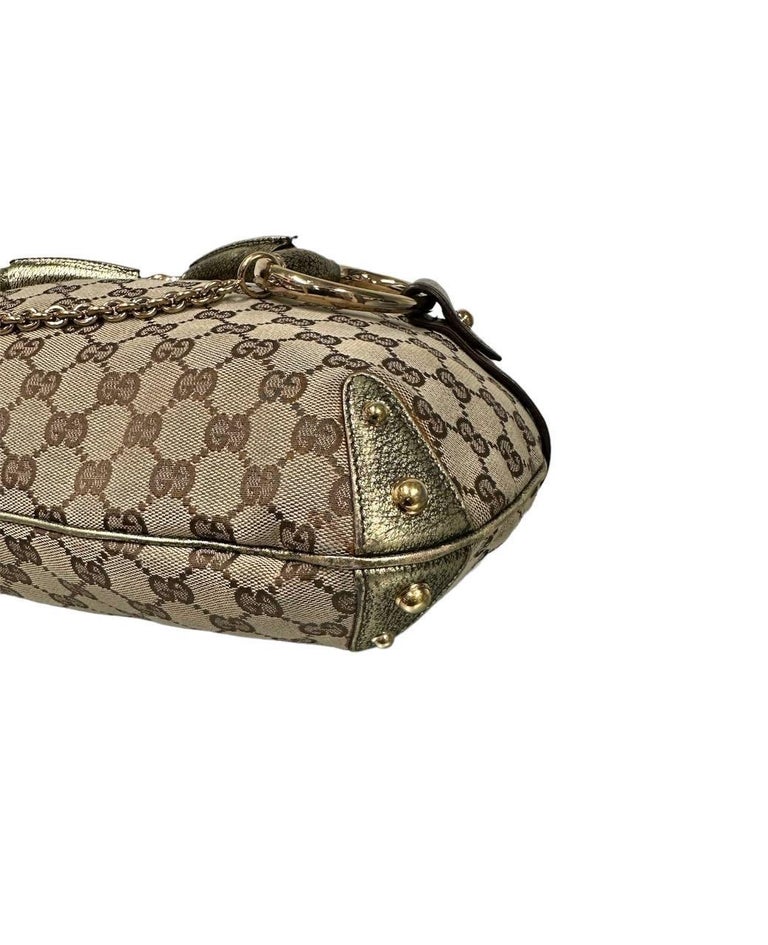 Gucci Horsebit Vintage Gold GG Supreme For Sale at 1stDibs