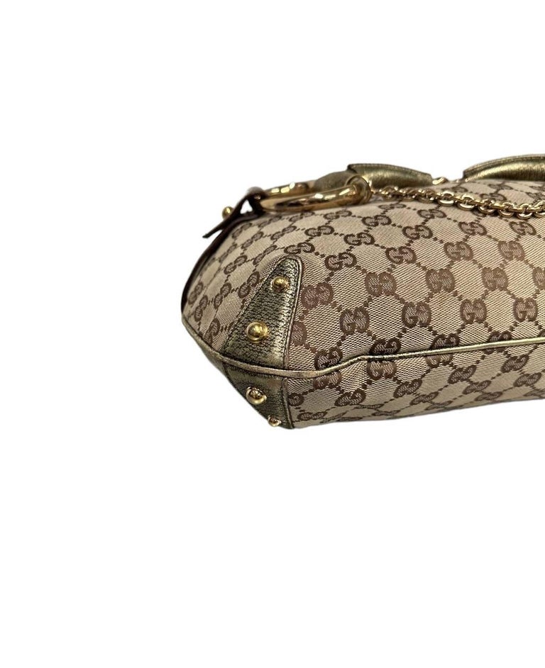 Gucci Horsebit Vintage Gold GG Supreme For Sale at 1stDibs