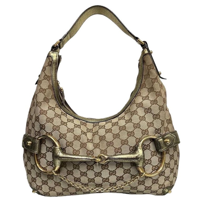 Gucci Horsebit Vintage Gold GG Supreme For Sale at 1stDibs