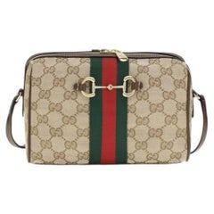 Gucci Horsebit Web Camera Shoulder Bag — Beige