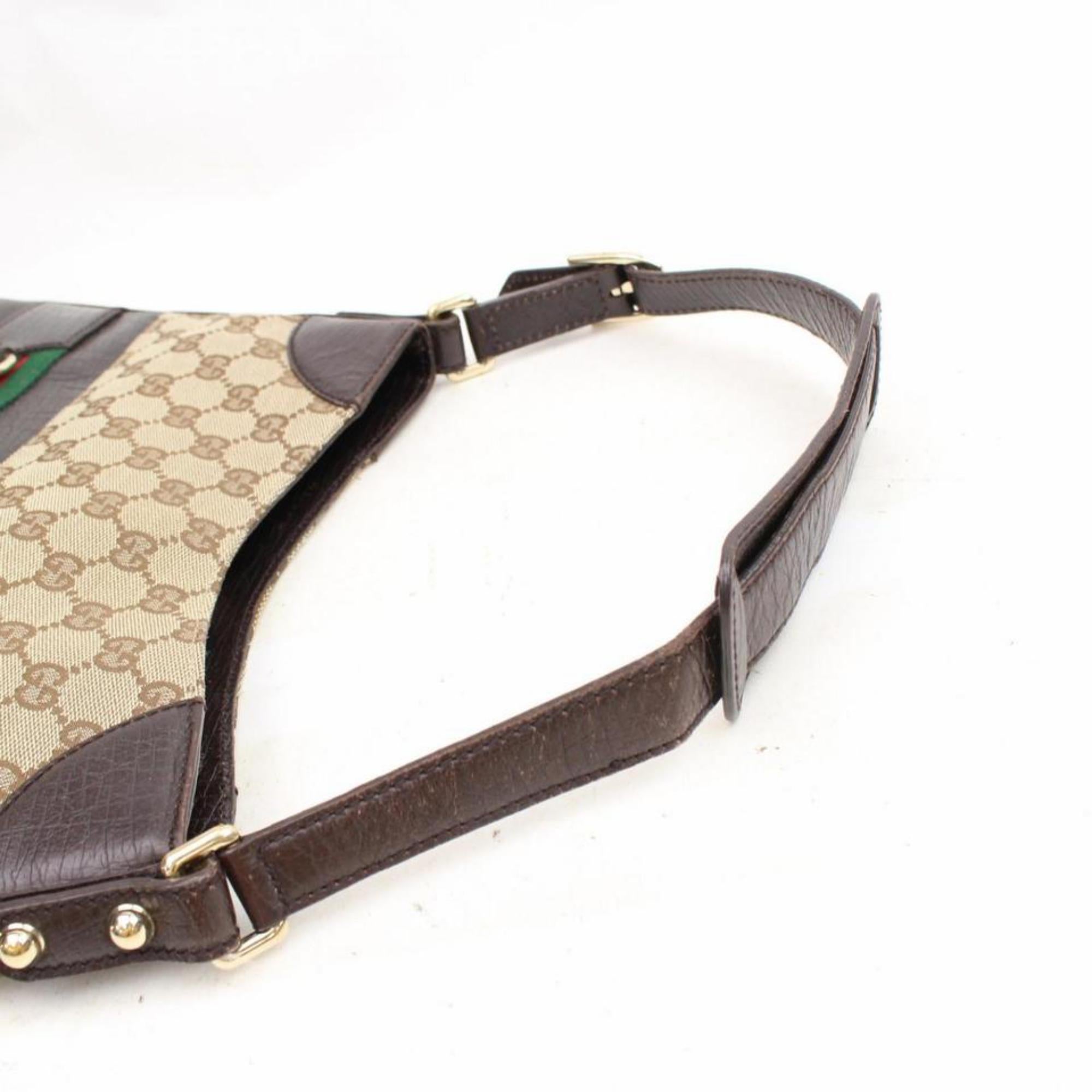 Gucci Horsebit Web Gg Bridle Hobo 867187 Brown Coated Canvas Shoulder Bag For Sale 1