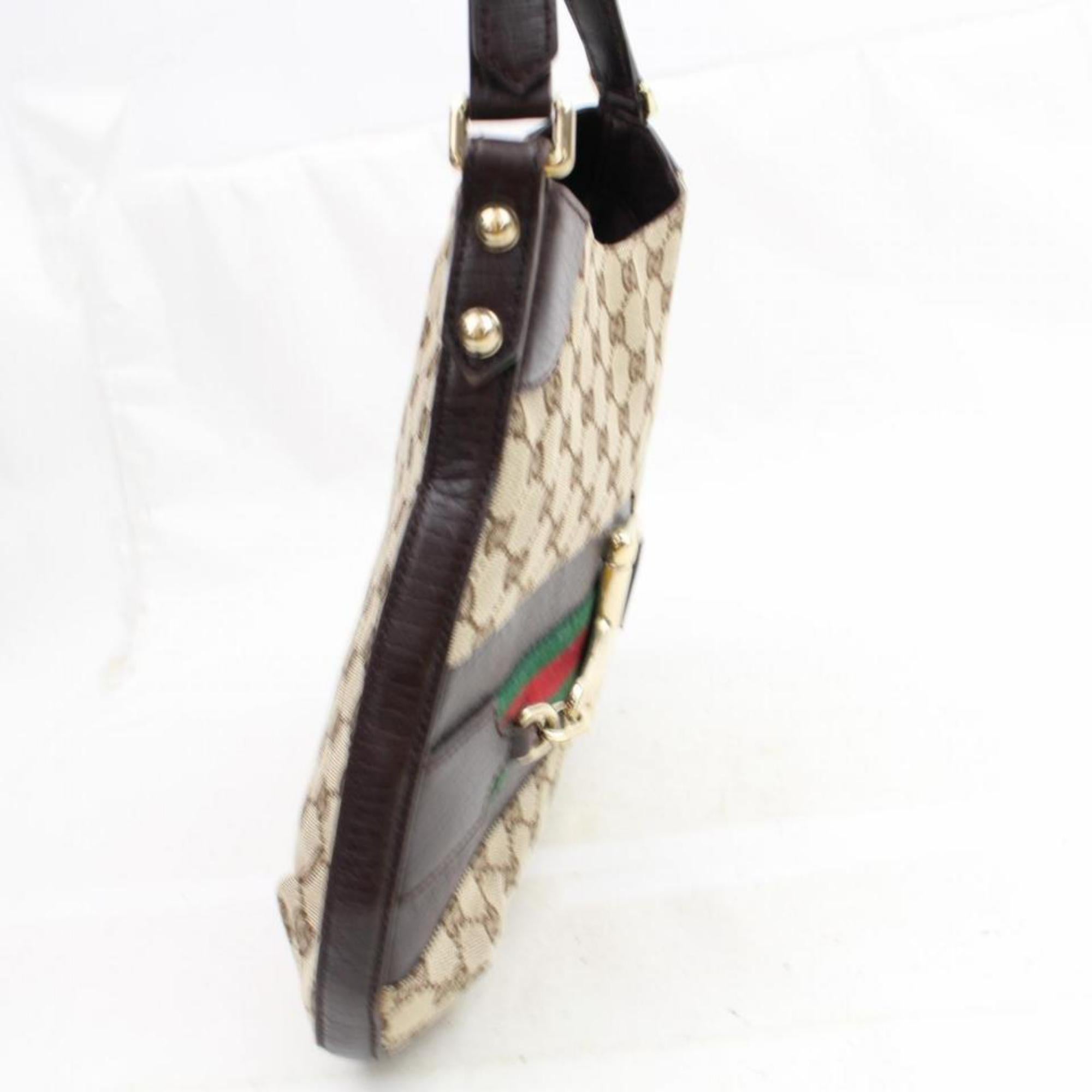 Gucci Horsebit Web Gg Bridle Hobo 867187 Brown Coated Canvas Shoulder Bag For Sale 4