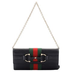 Gucci Horsebit Web Kurze Kette Brieftasche aus Leder