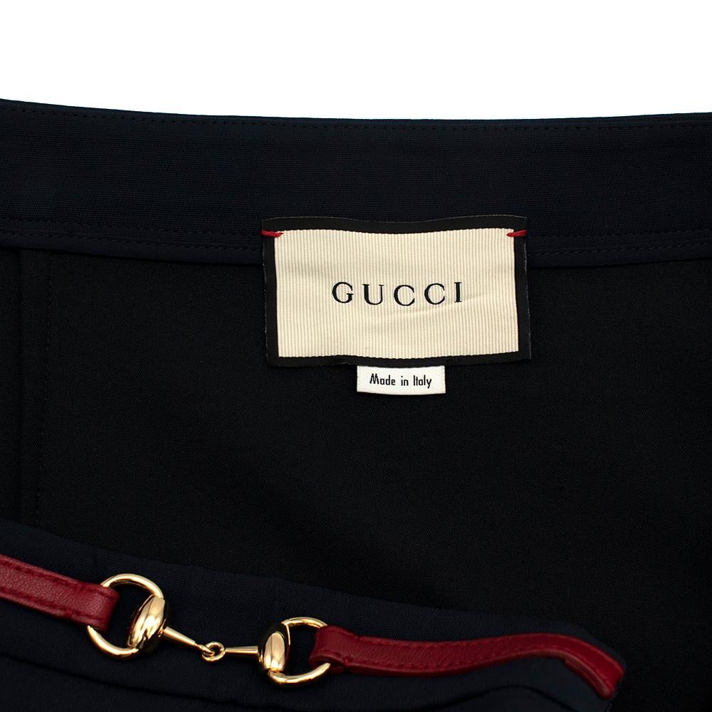 Gucci Horsebit Web Stripe Navy Button Detail Skirt - Size XS 1