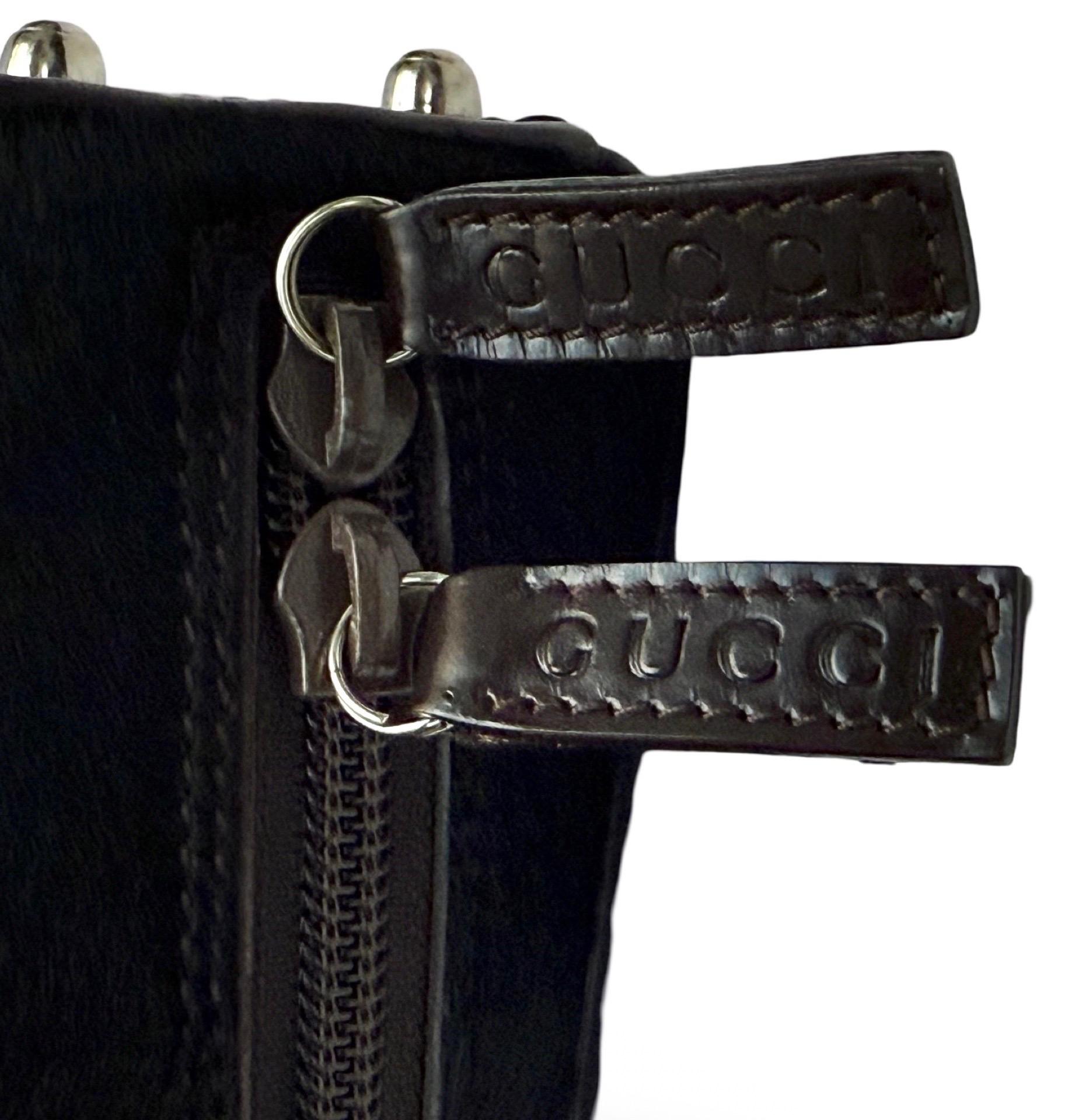 Black Gucci horsehair and leather shoulder bag For Sale