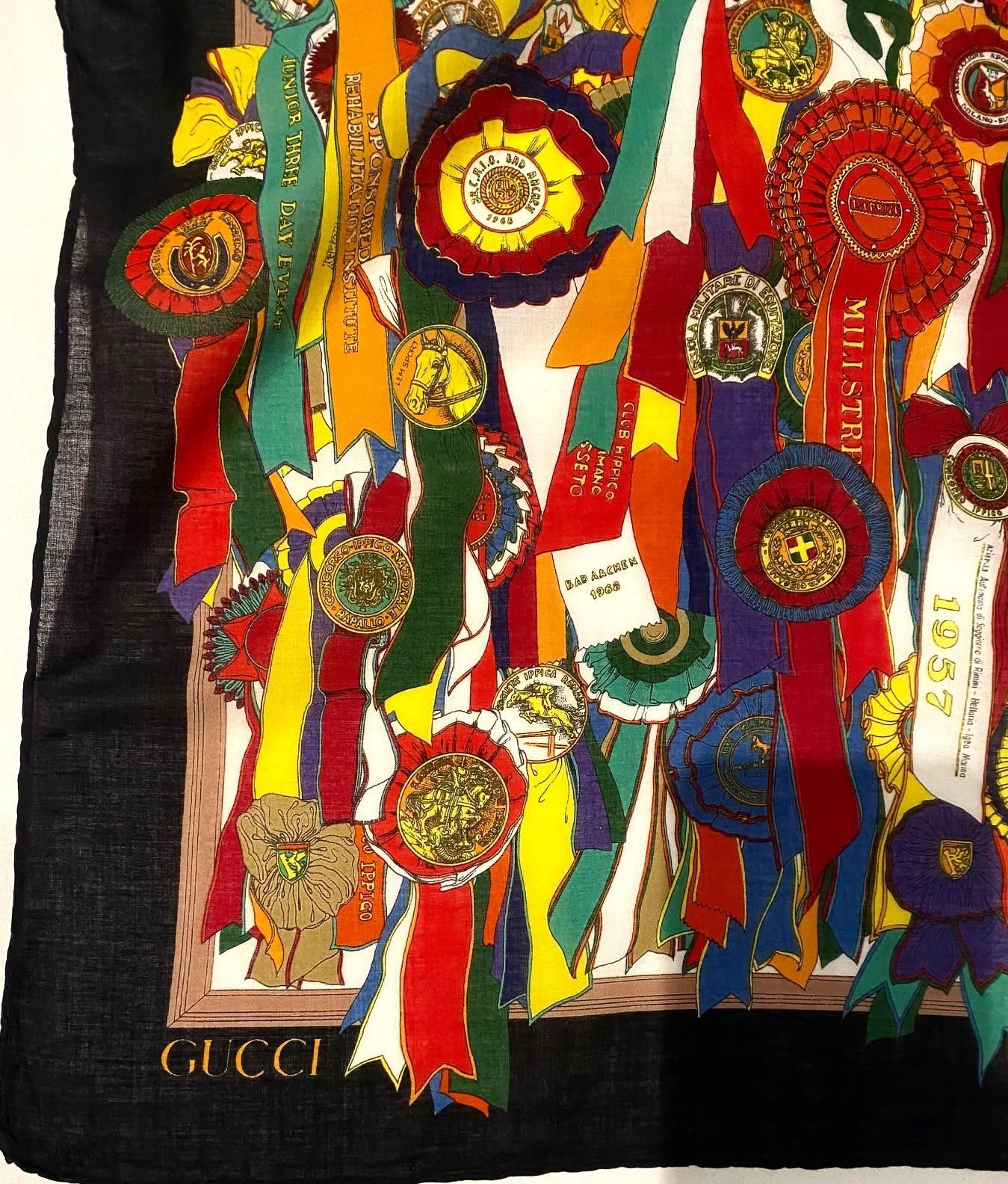 Gucci Horseriding Rosettes Print Cotton Neck Scarf 1