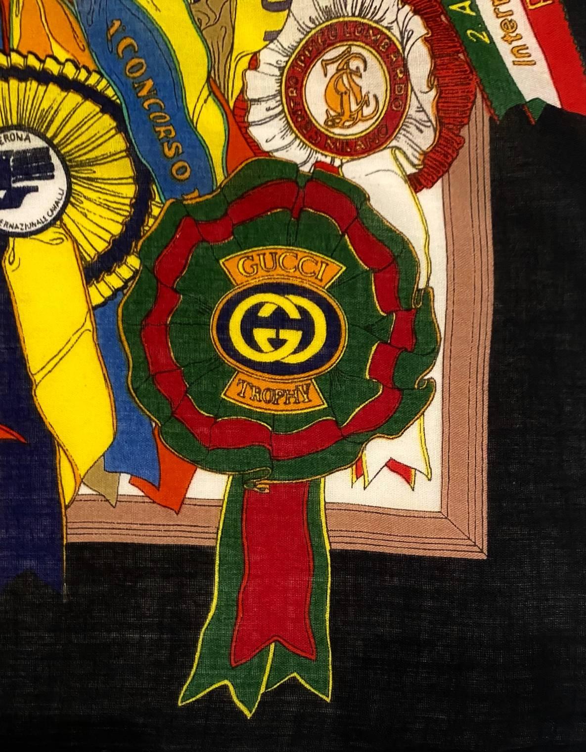 Gucci Horseriding Rosettes Print Cotton Neck Scarf 2
