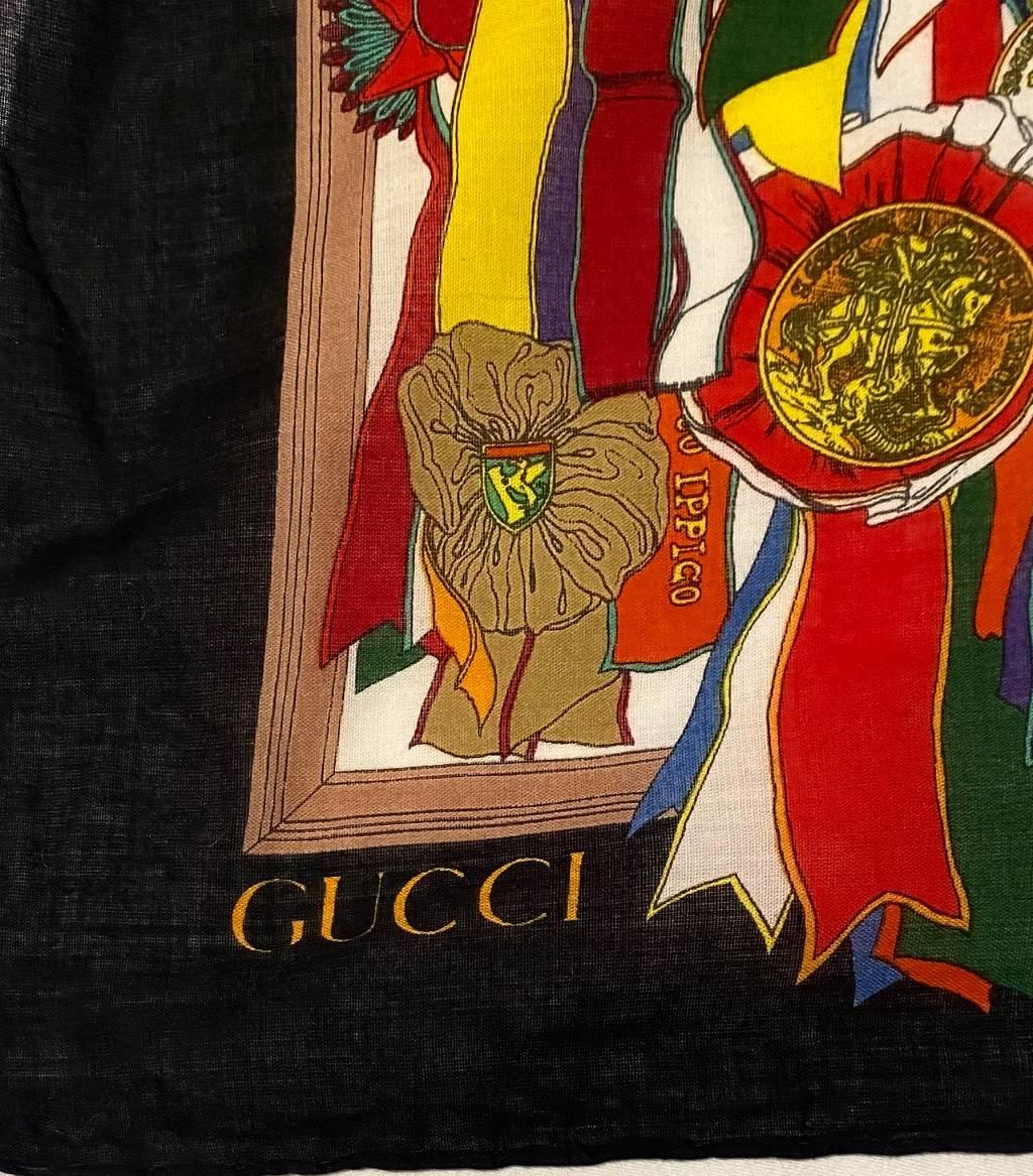 Gucci Horseriding Rosettes Print Cotton Neck Scarf  3