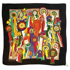 Gucci Horseriding Rosettes Print Cotton Neck Scarf