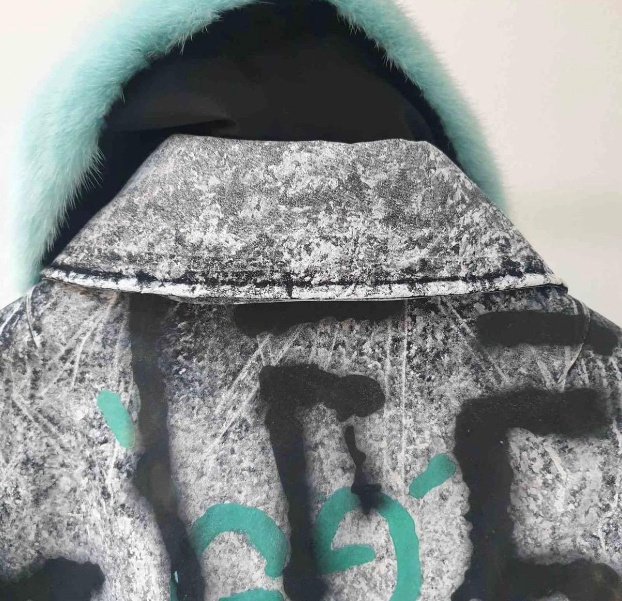 Women's Gucci Host Graffiti Gray Bomber Jacket