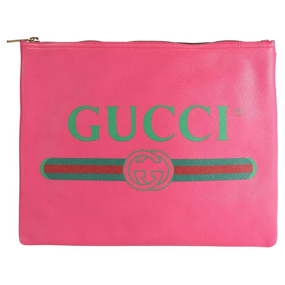Gucci Hot Pink Leather Portfolio Clutch