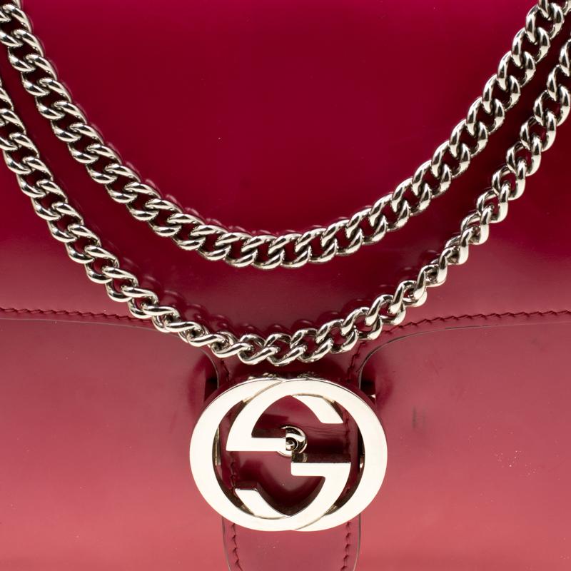 Gucci Hot Pink Patent Leather GG Interlocking Shoulder Bag 5