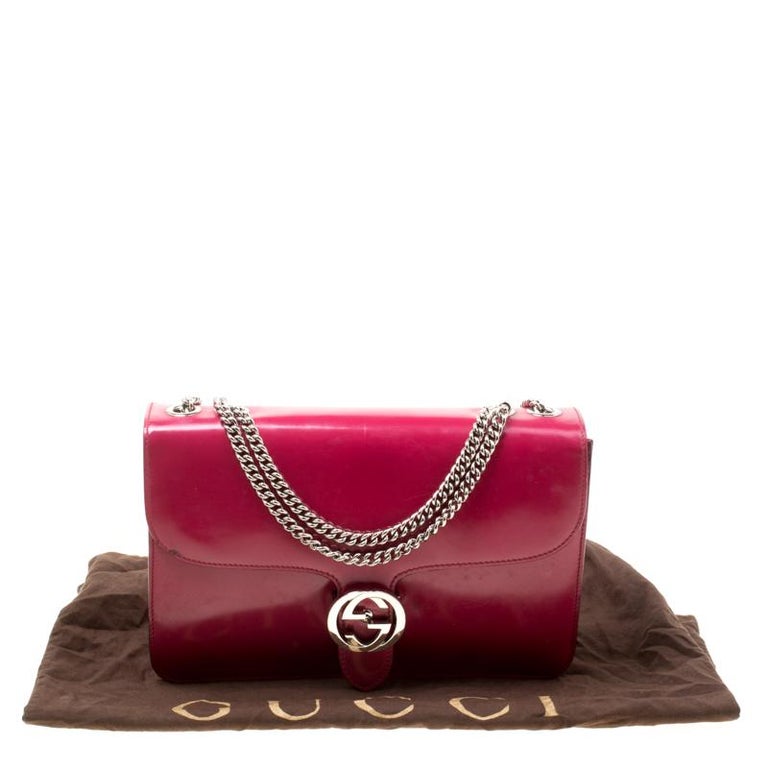 Gucci Hot Pink Patent Leather GG Interlocking Shoulder Bag For Sale at 1stdibs