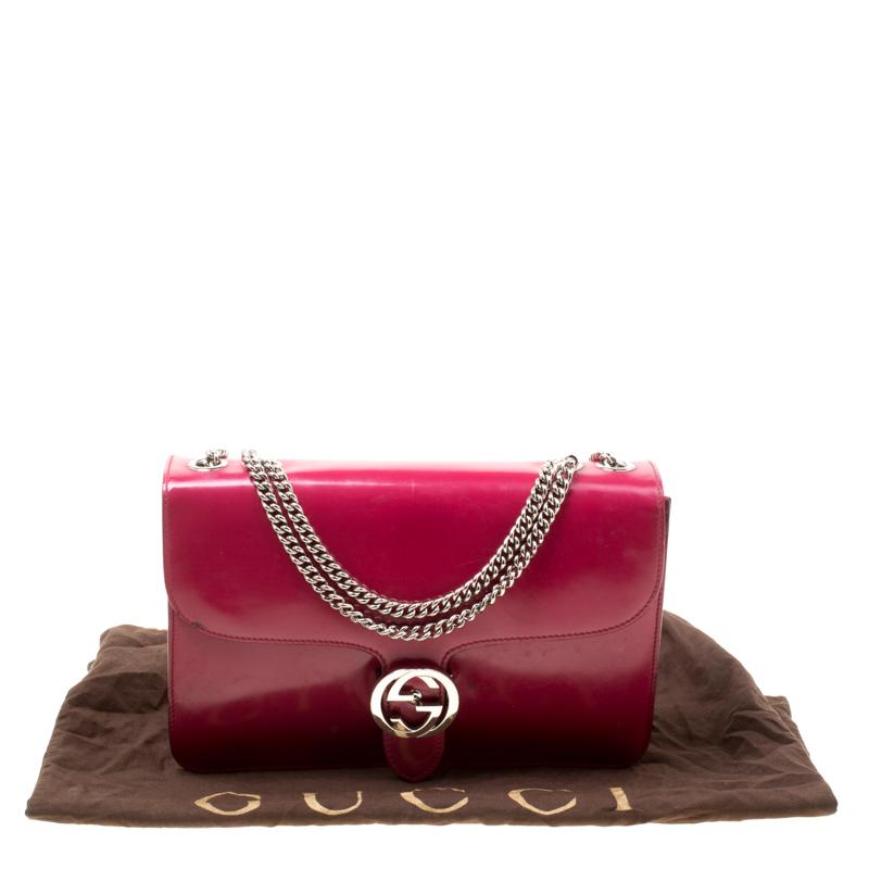 Gucci Hot Pink Patent Leather GG Interlocking Shoulder Bag 8