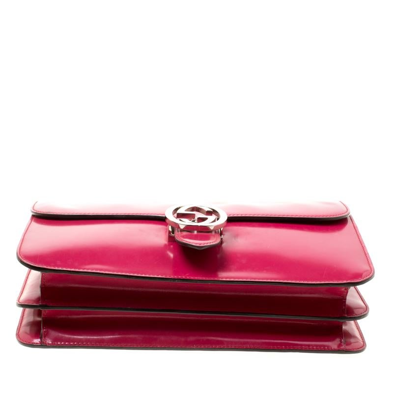 Gucci Hot Pink Patent Leather GG Interlocking Shoulder Bag 5