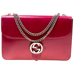 Gucci Hot Pink Patent Leather GG Interlocking Shoulder Bag