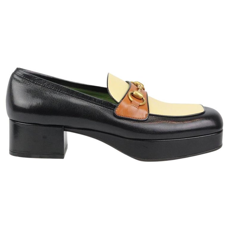 Gucci Houdan Horsebit Detailed Leather Platform Loafers Eu 40 UK 7 US 10 at  1stDibs | gucci houdan platform loafers