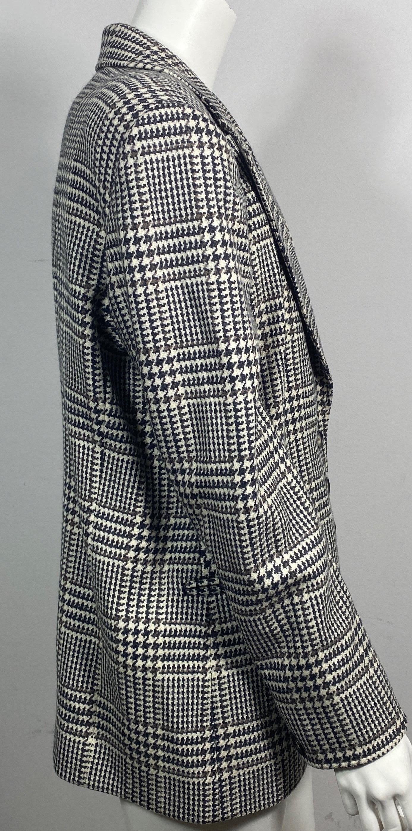 Gucci Houndstooth 1980’s Wool Blazer Jacket-Size 48 For Sale 5