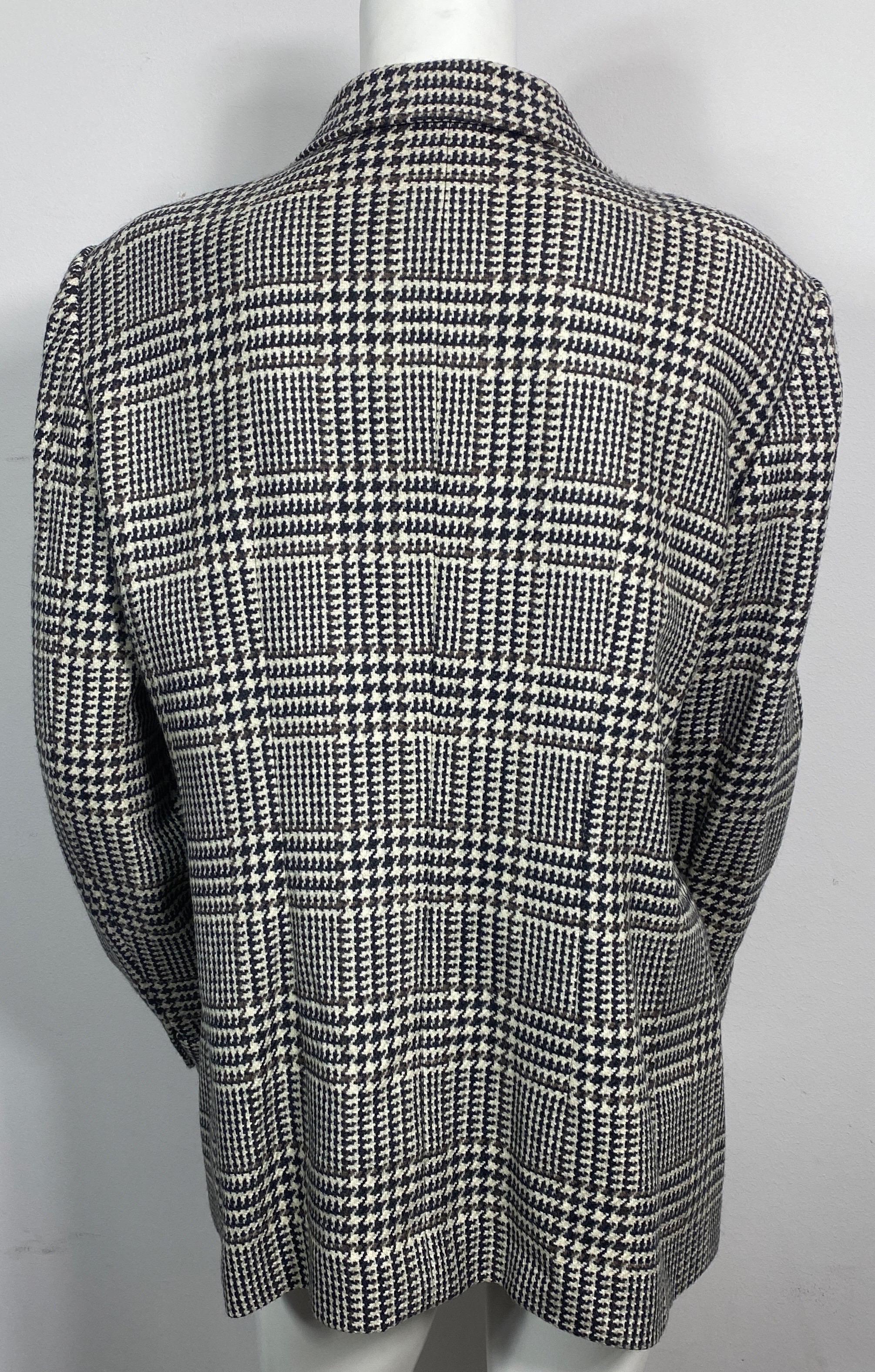 Gucci Houndstooth 1980’s Wool Blazer Jacket-Size 48 For Sale 6