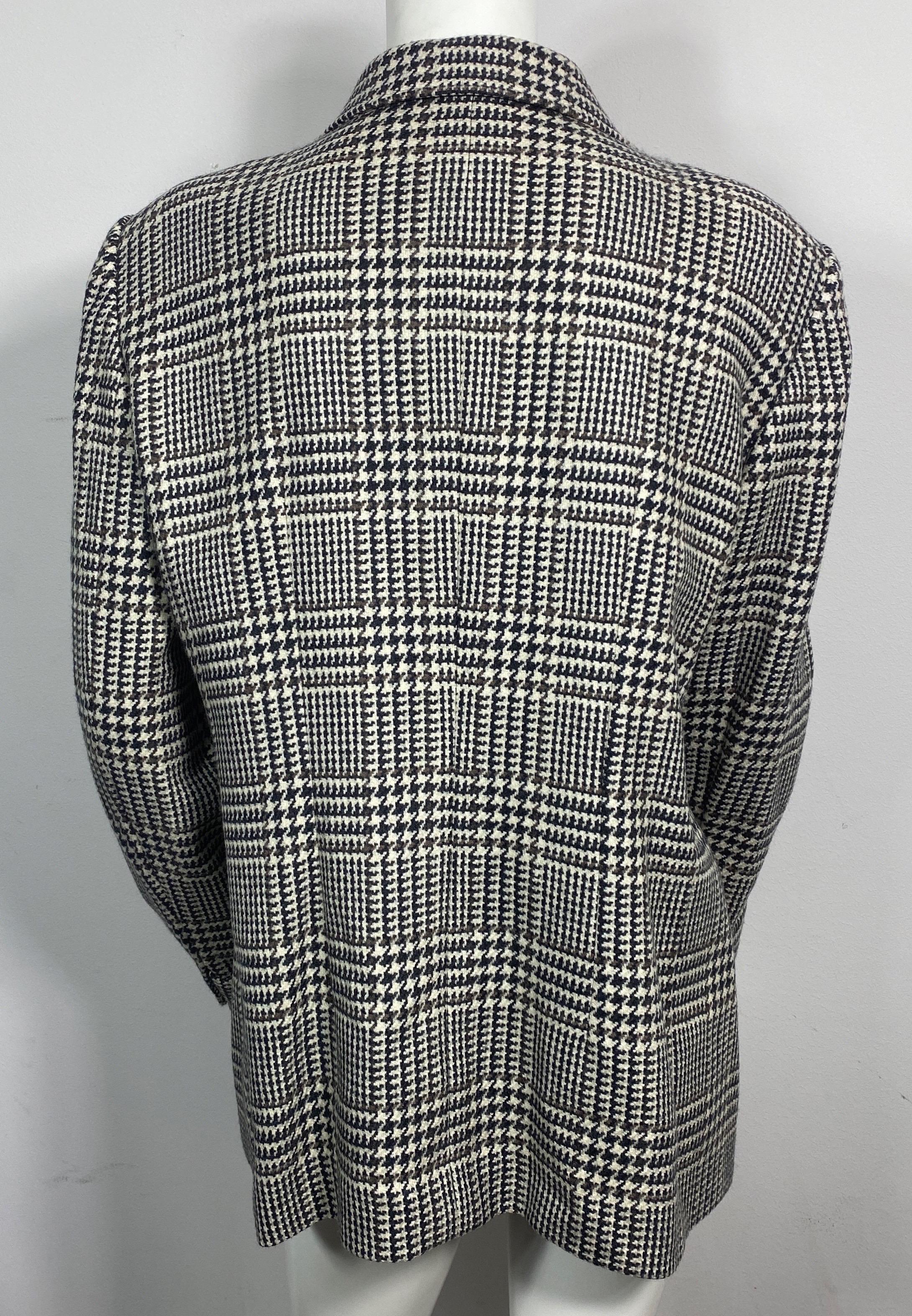 Gucci Houndstooth 1980’s Wool Blazer Jacket-Size 48 For Sale 7
