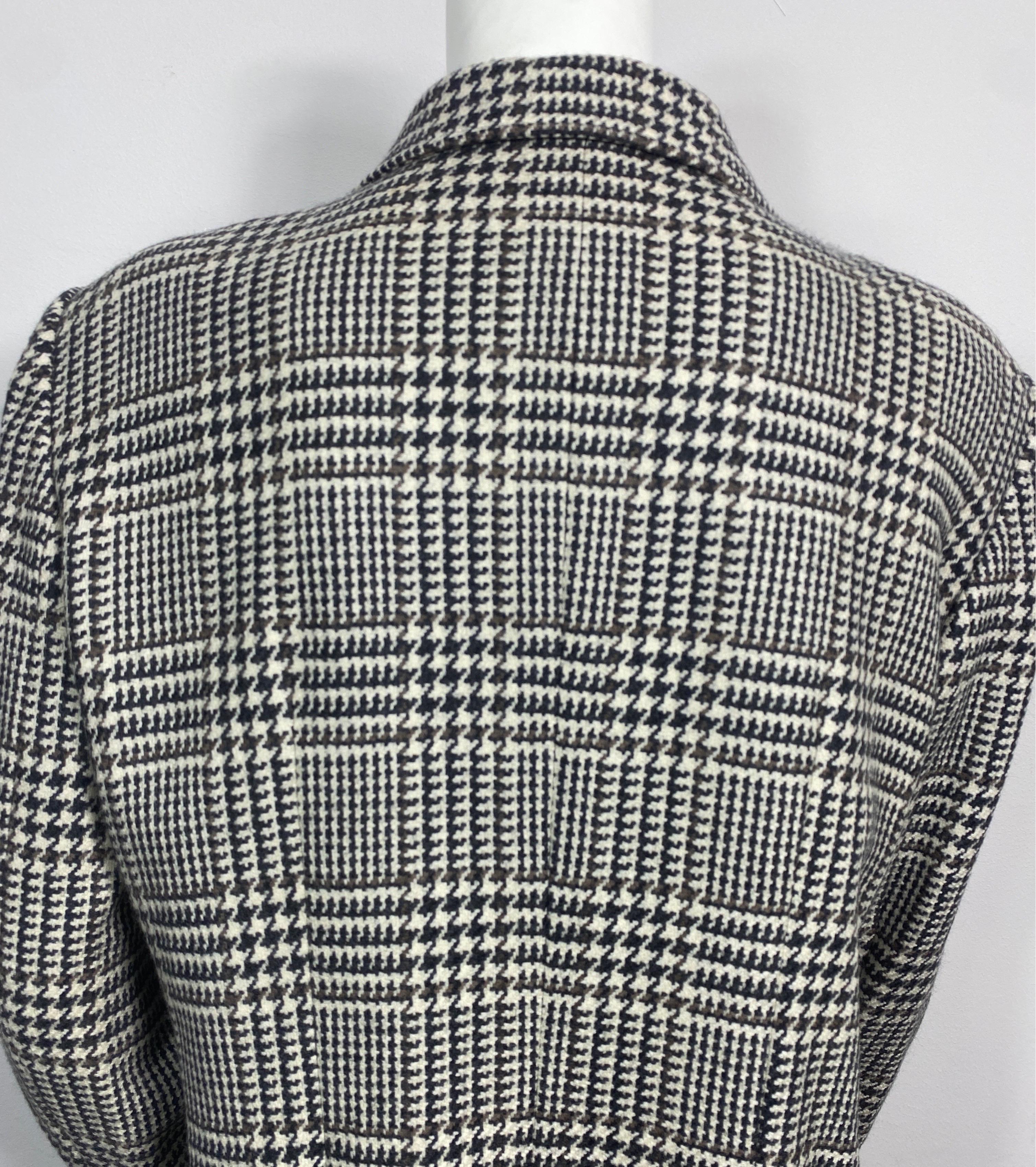 Gucci Houndstooth 1980’s Wool Blazer Jacket-Size 48 For Sale 8