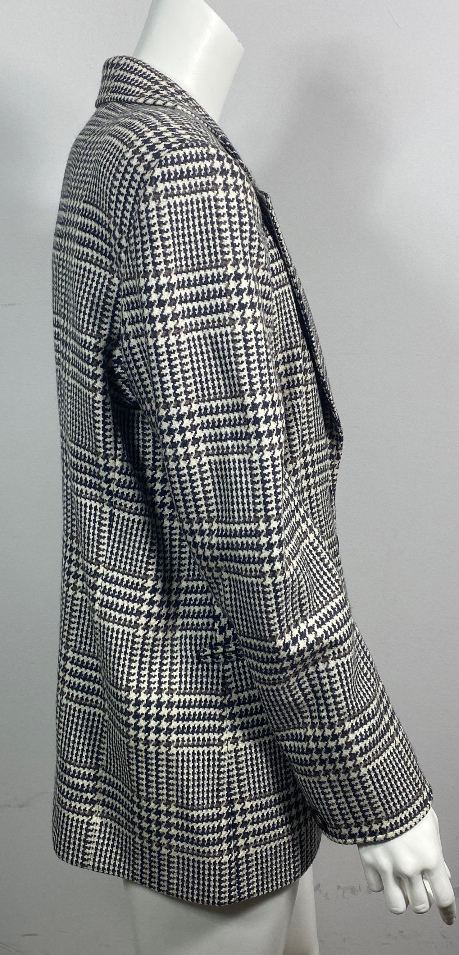 Gucci Houndstooth 1980’s Wool Blazer Jacket-Size 48 For Sale 4