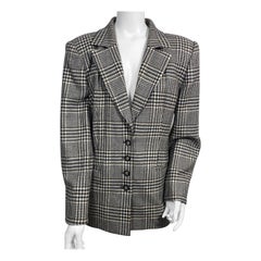 Gucci Houndstooth 1980er Jahre Wolle Blazer Jacke-Größe 48