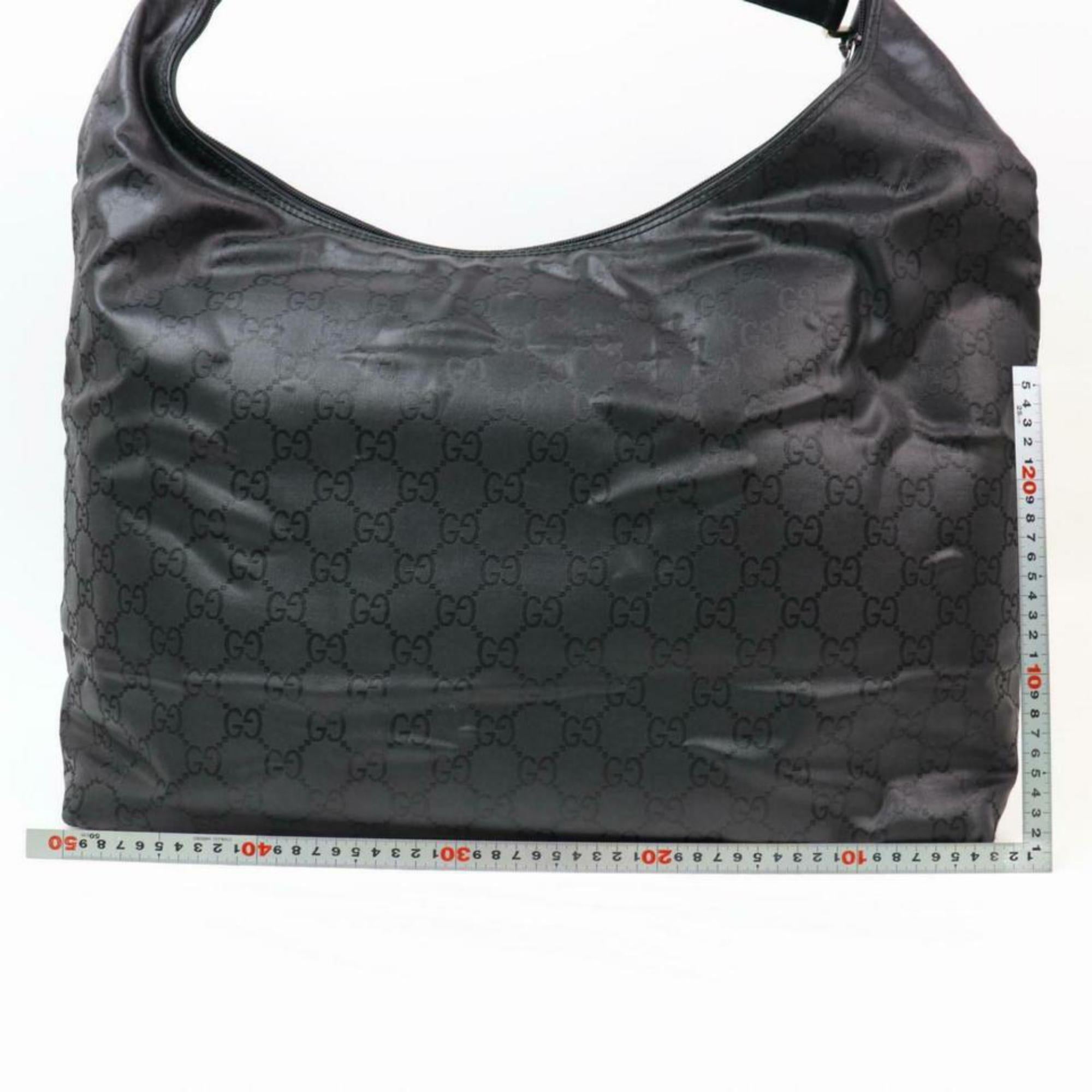 Women's Gucci Huge Extra Large Signature Jumbo Hobo 870240 Black Nylon Shoulder Bag For Sale